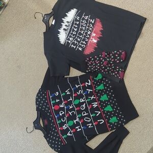 Netflix Stranger Things Christmas light communication sweater and t-shirt socks